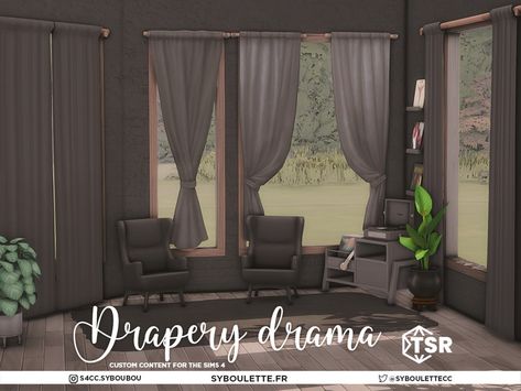 The Sims Resource - Drapery Drama set - Part 3: Knotted and closed curtains Sims Curtains, Ts4 Curtains Cc, Bloxburg Curtains, The Sims 4 Cc Curtains, Sims 4 Cc Curtains Patreon, Goth Curtains, Sims 4 Curtains Cc, Large Window Curtains, Tall Curtains