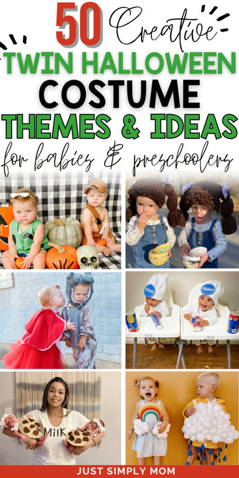 Are you searching for that perfect Twin Halloween Costume? Here are 50 of our favorite Costumes to choose from for your littles! Newborn Twin Costumes, Nicu Twin Halloween Costumes, Twin Newborn Halloween Costumes, Twin Costume Ideas Baby, Double Stroller Halloween Costumes, Boy And Girl Sibling Halloween Costumes, Halloween Costumes For Twins Boy Girl, 2 Under 2 Halloween Costumes, Toddler Twin Halloween Costumes