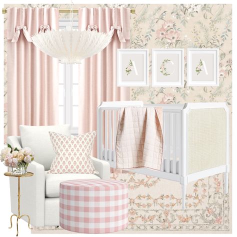 Grand Millennial Girls Bedroom, Grand Millennial Nursery Girl, Grand Millenial Nursery Girl, Preppy Girl Nursery, Vintage Pink Nursery, Traditional Pink Nursery, Grand Millennial Nursery, Bridgerton Nursery, Traditional Girl Nursery