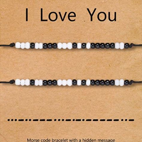 Haven't you always wanted a matching bracelet with or for your significant other? You will automatically be in survival mode as the bracelet represents 'I love you' in morse code. Something also for the tough men out there. Cute Gifts For Your Boyfriend Bracelets, Morse Code Bracelet I Love You, Matching Bracelets Ideas Beads, I Love You Bracelet, I Love You Morse Code Bracelet, Matching Diy Bracelets, Matching Bead Bracelets For Couples, Diy Matching Bracelets, Matching Bracelet Ideas