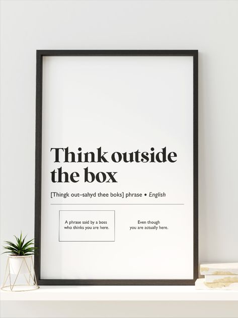 Funny Wall Decor, Funny Office, Wall Art Office, Office Poster, Office Humor, Cozy Room Decor, Art Office, Motivational Wall Art, Outside The Box