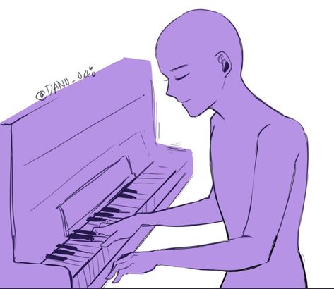 Drawing Body Poses, Body Drawing Tutorial, Playing Piano, Poses References, Art Prompts, Body Drawing, Anime Drawings Tutorials, Art Base, The Piano