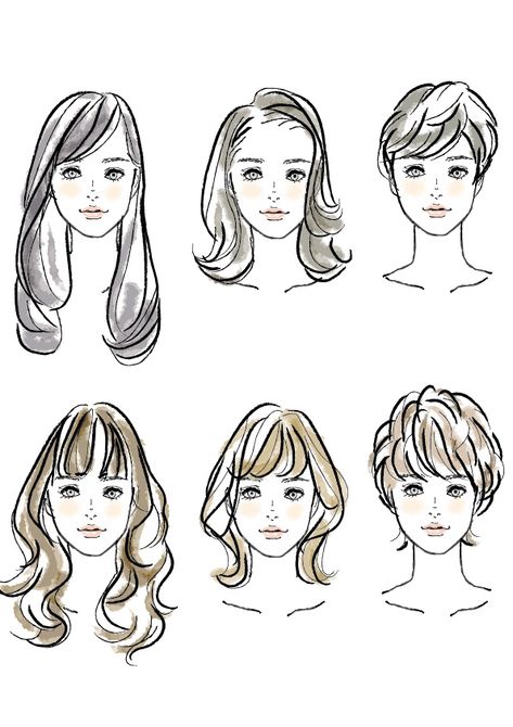 "Hairstyle Books work" on Behance Face And Hairstyle Illustration, Hairstyles Illustration Sketches, Hair Sketches Girl, Fashion Face Drawing, Hairstyle Fashion Illustration, Hair Illustration Fashion, Fashion Face Illustration, Sketch Hairstyles, Hairstyle Sketch