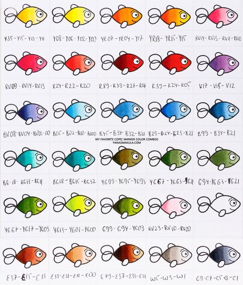 My Favorite Copic Color Combos (by Yana Smakula) - Copic Marker Colors for Beginners. Copic markers color chart.  #copicmarkers #copicmarkersforbeginners #copicmarkerschart #copicmarkerscolorcombos #copiccombos #adultcoloring Copic Color Palette, Copic Marker Color Combinations, Copic Combinations, Copic Marker Color Chart, Copic Tips, Copic Techniques, Copic Color Chart, Copic Tutorials, Yana Smakula