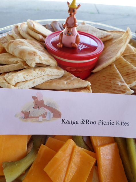 Kanga and Roo Kite picnic Kanga And Roo Themed Food, Kanga From Winnie The Pooh, Winnie The Pooh Brunch Food, Kangaroo From Winnie The Pooh, Winnie The Pooh Kanga, Kanga And Roo, Picnic Baby Showers, Themes Party, Pooh Party