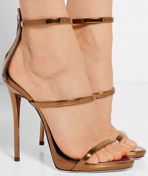 GZ Harmony Sandals Bronze Bronze Heels, Giuseppe Zanotti Heels, Giuseppe Zanotti Shoes, Stunning Shoes, Silver Heels, Fashion Heels, Hot Shoes, Metallic Leather, Giuseppe Zanotti