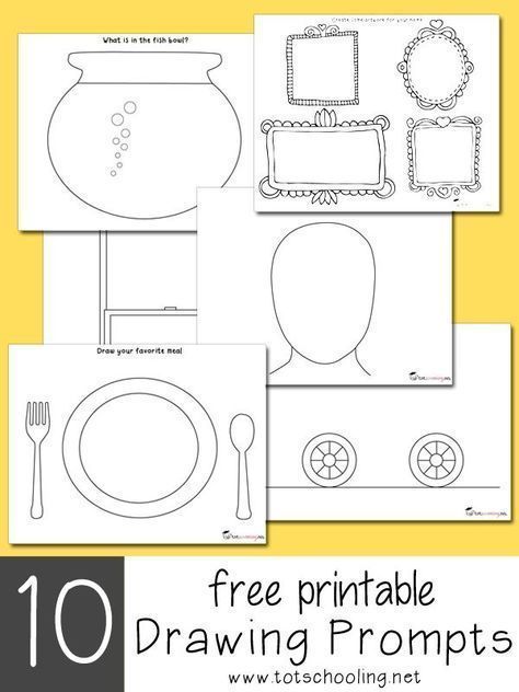 Fun art projects for kids. Free Printable Drawing Prompts. Encourage creativity and imagination with these art activities. Art Center Preschool, Art Sub Lessons, Creative Art Activities, Art Sub Plans, Art Handouts, Drawing Prompts, Language Art, Art Worksheets, Drawing Activities