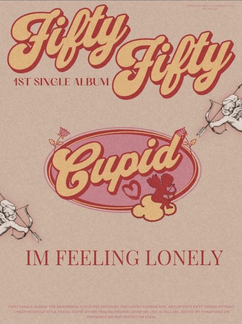 Cupid Poster Fifty Fifty, Cupid Poster Design, Cupid Graphic, Cupid Fifty Fifty Album Cover, Kpop Album Graphic Design, Fifty Fifty Poster, Fifty Fifty Logo Kpop, Fifty Fifty Logo, Fifty Fifty Poster Kpop