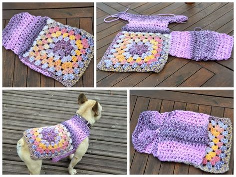 Granny Square Dog Sweater, Granny Square Dog, Crochet Dog Sweater Free Pattern, Crochet Dog Clothes, Dog Sweater Crochet Pattern, Dog Sweater Pattern, Crochet Dog Patterns, Crochet Dog Sweater, Dog Jumpers