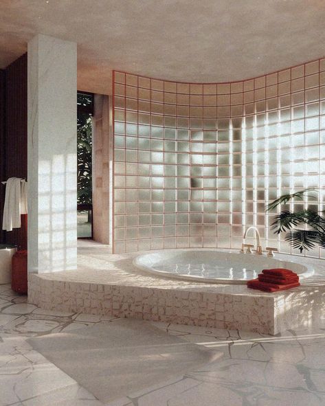 80s Architecture Interiors, 80s Inspired Bathroom, 80s Minimalist Interior, 80s Beach House, 1980 Bathroom, 80s Bathroom Aesthetic, 80s Home Interior, 1980 Interior Design, 80s Design Interiors