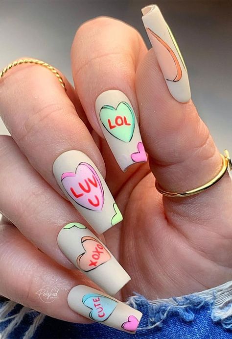 Valentines Nail Art Designs, Valentines Nail, Valentine Nail, Valentines Day Nails, Heart Nail Designs, Valentine Nail Art, February Nails, Heart Nail Art, Nail Candy