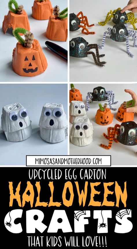 Quick Halloween Crafts, Egg Carton Art, Kitchen Tile Backsplash, Spider Crafts, Halloween Crafts For Toddlers, Halloween Fest, Jack O Lanterns, Egg Cartons, One Egg