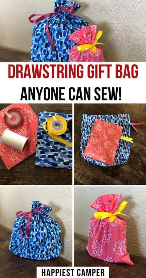 Homemade Gift Bags, Homemade Bags, Custom Gift Bags, Diy Sewing Gifts, Gift Bags Diy, Reusable Gift Bags, Christmas Gift Bags, Beginner Sewing Projects Easy, Creation Couture