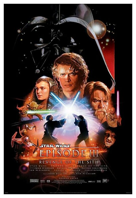 Star Wars Movie Poster!!. Popular Disney Movies, Anakin Vader, Revenge Of The Sith, Star Wars Watch, Dark Vador, The Sith, Star Wars Film, Hayden Christensen, Ewan Mcgregor