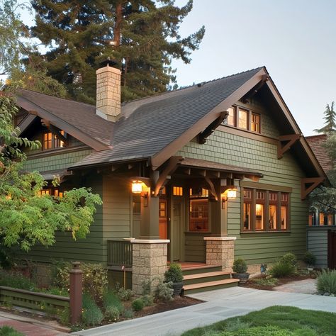 Modern Craftsman House: America's Most Popular House Style Cottage Exterior Colors, Miramonti Boutique Hotel, Exterior Paint Schemes, Homes Exterior, Bungalow Exterior, Plans Architecture, Craftsman Exterior, Bungalow Homes, Cottages And Bungalows