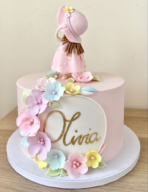 Cake Designs For Baby Girl 1st Birthday, Cake Designs Birthday Kids Girl, 1 Year Baby Girl Birthday Cake, 1st Birthday Cake Designs, Fondant Girl, 1st Bday Cake, Cake Designs For Girl, Cake Designs For Kids