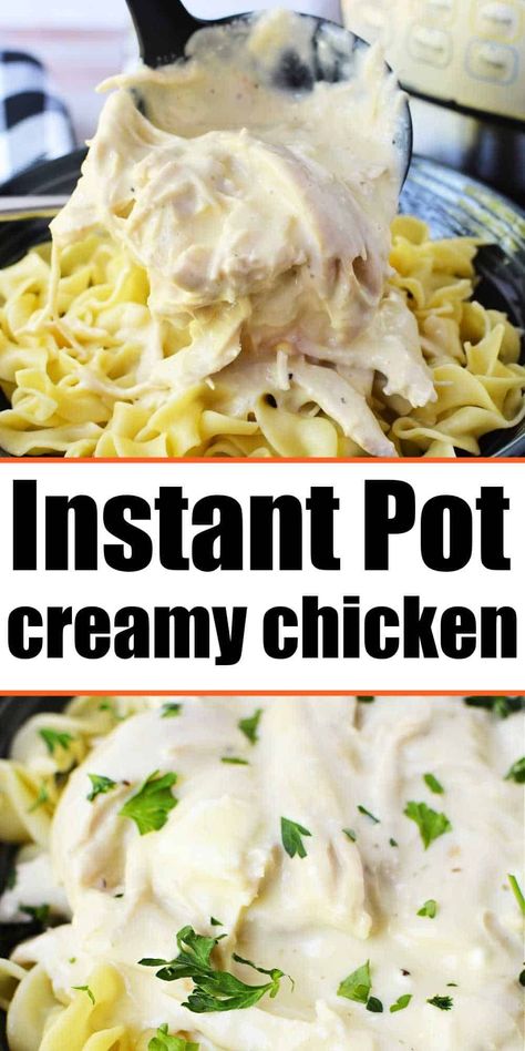 Easy Instant Pot creamy chicken recipe using fresh or as a leftover chicken recipe your family will love. Pressure cooked in just minutes. Leftover Chicken Recipe, Chicken Breast Instant Pot Recipes, Creamy Sauce For Chicken, Rotisserie Chicken Recipes Leftover, Rotisserie Chicken Recipe, Easy Pressure Cooker Recipes, Creamy Chicken Recipes, Leftover Chicken Recipes, Creamy Garlic Chicken