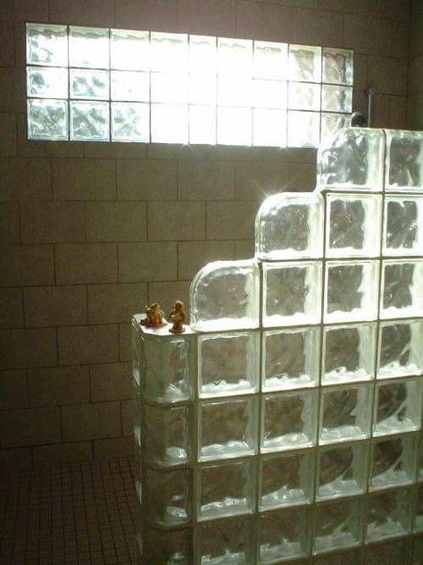 Glass In Bathroom Wall, Glass Block Bedroom Wall, Glass Block In Bathroom, Glass Blocks In Bathroom, Glass Bricks In Bathroom, Glass Brick Wall Bathroom, Glass Block Architecture, Glass Block Wall Ideas, Glass Blocks Wall Bathroom