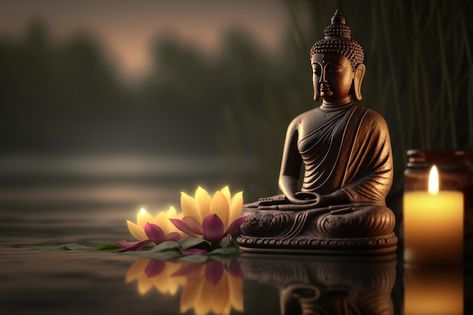 Photo buddha statue with candle light bu... | Premium Photo #Freepik #photo #buddha-purnima #buddha-jayanti #buddhist #buddha Budda Wallpaper Peace, Bhudha Image Hd, Buddha Image Wallpaper Hd, Minimal Desktop Wallpaper, Buddha Background, Buda Wallpaper, Vesak Day, Destop Wallpaper, Buddha Peace