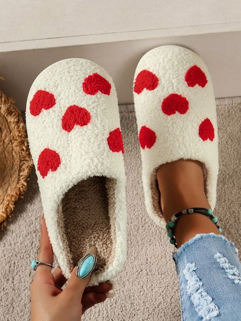 White  Collar     Embellished   Women Shoes Love Heart Design, Bedroom Slippers, Cute Slippers, Thermal Tights, Home Slippers, Estilo Preppy, Girls Bows, House Slippers, Long Sleeve Pyjamas