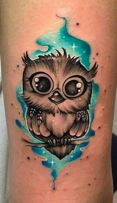 Baby Owl Tattoos, Aurora Tattoo, Owl Tattoo Drawings, Cute Owl Tattoo, Mujeres Tattoo, Girl Arm Tattoos, Owl Artwork, Owl Tattoo Design, Tatuaje A Color