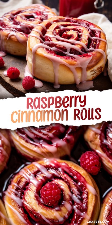 Raspberry Cinnamon Rolls with Lemon Glaze [1 Hour] - Chasety Raspberry Cinnamon Rolls, Cook Breakfast, Sweet Roll Recipe, Recipe Rice, Vegan Chef, Library Aesthetic, Lemon Glaze, Cinnamon Rolls Homemade, Easy Baking Recipes Desserts