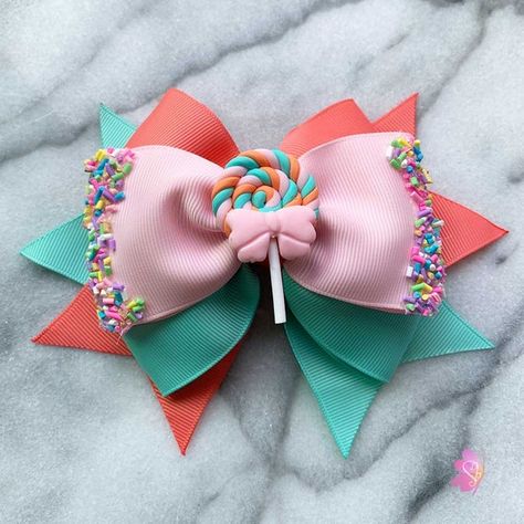 Sweet Candy Hair Bow Handmade in the USA SWEETBIIE | Etsy Boutique Bows Diy Tutorials, Homemade Hair Bows, Hair Bow Display, Cute Hair Clip, Bow Display, Stacked Hair Bow, Girls Hair Bows Diy, Hair Bows For Girls, Kids Hair Bows