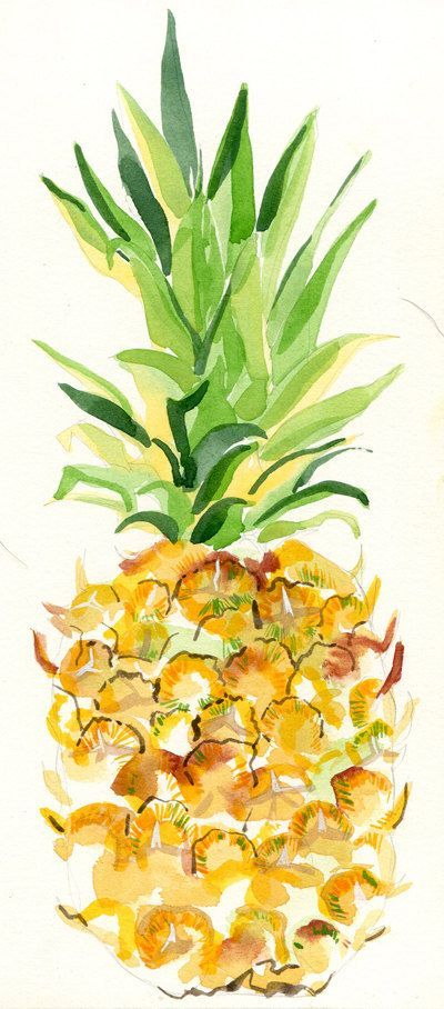 Pineapple Painting, Fruit Watercolor, Fruit Artwork, Pineapple Party, Pineapple Chunks, Watercolor Pineapple, Watercolor Water, Watercolor Food, Watercolor Fruit