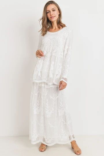 Lds Temple Clothing, Lds Temple Dresses, Temple Dresses, Lds Temple Dress, White Temple, White Maxi Skirt, Temple Dress, White Blossom, Maxi Lace Skirt