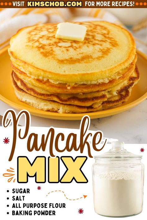 Create your own bulk pancake mix in 5 minutes with 4 pantry staples! This recipe makes 24 fluffy pancakes, offering a cost-effective alternative to store-bought. Enjoy delicious pancakes anytime while saving money with common ingredients. Perfect for breakfast lovers seeking quick, budget-friendly options! Pancake Mix Recipe Just Add Water, Diy Pancake Mix, Easy Homemade Pancake Recipe, Easy Kids Breakfast, Easy Homemade Pancakes, Pancake Mix Recipe, Homemade Pancake Mix, Homestead Recipes, Homemade Pancake Recipe