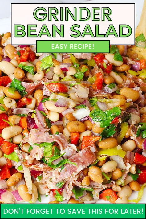 Grinder bean salad Healthy Bean Salad, Grain Free Bread Recipe, Bean Salad Healthy, Grinder Sandwich, Healthy Beans, Bean Salad Recipe, Meat Salad, Fresh Salad Recipes, Bean Salad Recipes