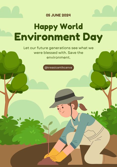 👉CLICK THE LINK TO EDIT!💻✨   Happy World Environment Day! Celebrate this important day with our beautifully designed templates. Customize it with your message or event details using Canva's easy editing tools. Let's work together to protect and cherish our planet. #WorldEnvironmentDay #CanvaDesign #PosterTemplate #ProtectOurEarth  👣 Follow us too! 🌟 @kreasicantikcanva World Environment Day Poster, Environment Day Poster, World Environment Day Posters, Happy World Environment Day, World Environment Day, Environment Day, Social Media Poster, Poster Designs, Event Details