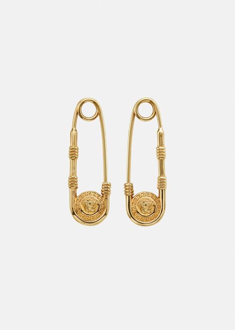 Shop or share your style of the product on ModeSens! An iconic representation of brand DNA, these drop earrings feature the Safety Pin in Versace Gold finish. All Versace jewelry items are lead and nickel free. All materials are hypoallergenic. Versace Safety Pin, Pin Earrings, Versace Gold, Safety Pin Earrings, Versace Jewelry, Appointment Book, Earrings In Gold, Earring Sale, Versace Men