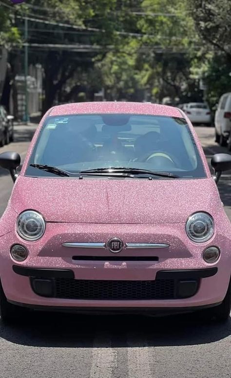 Pink Fiat 500 With Eyelashes, Pink Fiat 500 Aesthetic, Pink Fiat 500, Fiat 500 Aesthetic, Fiat 500 Convertible, Fiat 500 Pink, Fiat 500 Colours, Fiat 500 Cabrio, Pink Cars