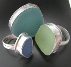 Seaglass Rings, Sea Glass Rings, Rings Beautiful, Jewerly Set, Stack Rings, Sea Glass Ring, Beachglass Jewelry, Sea Glass Crafts, Sea Glass Art