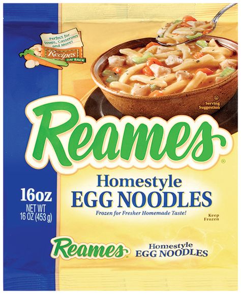 Reames Noodles | Reams Frozen Egg Noodles, Reames Noodles, Homemade Chicken And Noodles, Homemade Noodles, Chicken Noodle Soup Homemade, Egg Noodles, Chicken Crockpot Recipes, Chicken Noodle, What To Make