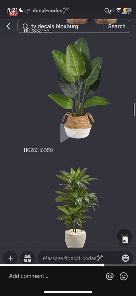 Roblox Decal Codes Plants, Blocksburg Plant Decal Codes, Potted Plant Decals Bloxburg, Bloxburg House Plant Decals, Roblox Plant Decal Codes, Roblox Plant Decals, Coastal Bloxburg Outfit Codes, Coastal Plant Decals Bloxburg, Vines Decal Bloxburg