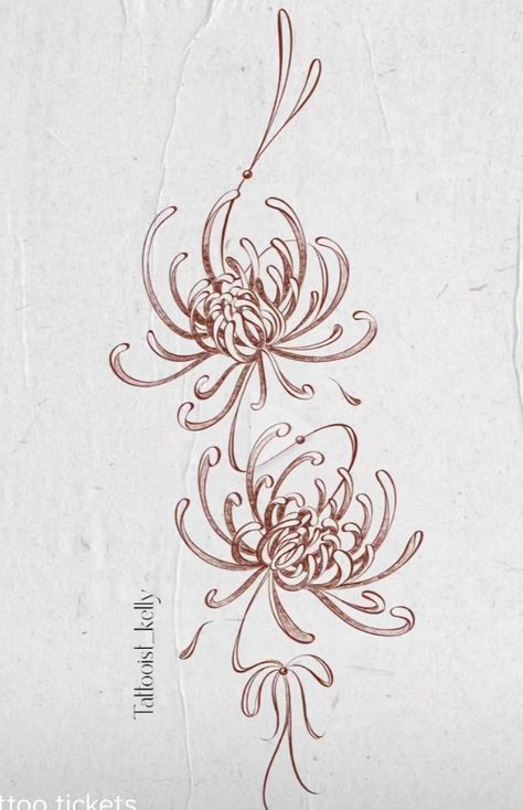 Crisantemo Tattoo, Sleeve Reference, Personal Tattoos, Honeysuckle Tattoo, Inspiring Tattoos, Art Nouveau Tattoo, Japanese Flower Tattoo, Tattoo Line, Chrysanthemum Tattoo