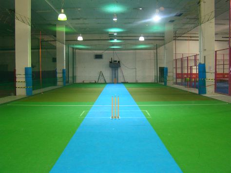 Indoor Cricket www.playonsports.co.uk Backyard Cricket Pitch, Indoor Cricket Nets, Cricket Club Interior, Indoor Racquetball Court, Indoor Cricket, Indian Cricket Stadium, Squash Club, Building Elevation, Indoor Sports