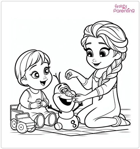 Baby Anna and Baby Elsa making Olaf Frozen Coloring Page Frozen Coloring Pages Free Printables, Elsa And Anna Coloring Pages, Frozen 2 Coloring Pages, Coloring Pages Frozen, Ariel Drawing, Elsa Coloring Pages, Elsa Anna Olaf, Frozen Coloring Pages, Baby Coloring Pages