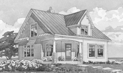 houseplans.southernliving.com small cottage 1184 sq. feet 2 beds. 2 baths Tiny Beach House Plans, Small Screened Porch, Beachside Bungalow, Tiny Beach House, Cottages By The Sea, Charming House, Beach House Plans, Cottage By The Sea, House By The Sea