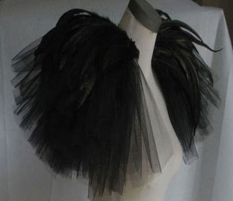 Hand gathered bridal tulle epaulette pads with feather # FSP16001 Feather Epaulette Diy, Look Da Festival, Gothic Couture, Showgirl Costume, Cosplay Wings, Drag Make-up, Bird Costume, Burning Man, Mode Inspiration