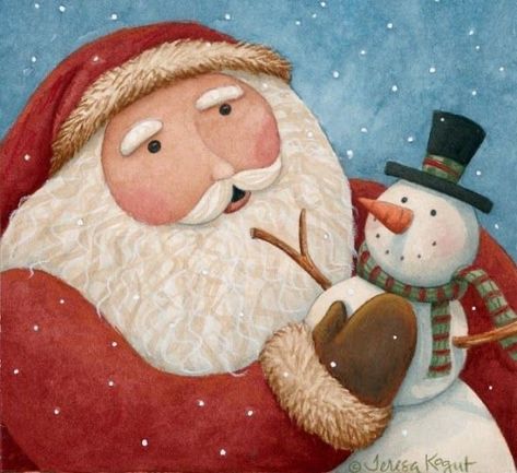 Santa Artwork, Folk Art Santa, Winter Friends, Santa Paintings, Drawing Christmas, Textile Art Dolls, Holiday Graphics, Santa Art, Coaster Art