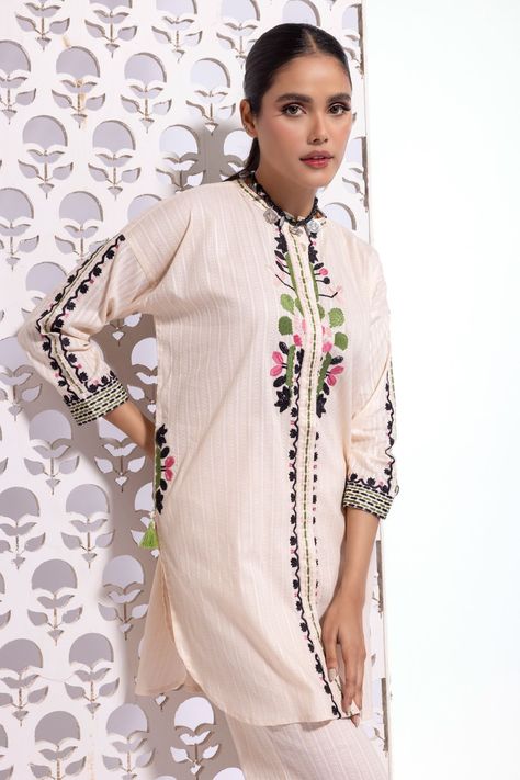 Buy Kurta | Embroidered | 6000.00 PKR | 1001827717 | Khaadi Pakistan Track Bag, Matching Separates, White Kurta, Suit Fabric, Pakistani Outfits, Fabric Stores Online, Summer Sale, Ready To Wear, Online Shopping