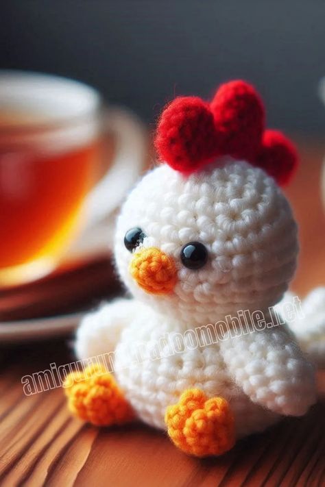 Amigurumi White Chicken Free Pattern-1 – Free Amigurumi Crochet Crochet Chicken Pattern Free, Knit Animals, Amigurumi Bee, Chicken Pattern, Crochet Idea, Crochet Chicken, Crochet Panda, Dog Doll, Crochet Unicorn