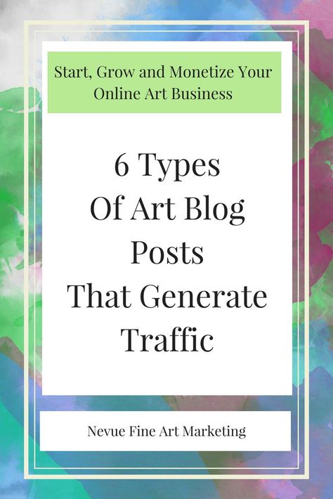 Blogging tips - Are you trying to find new ways to generate more traffic to your art blog? Would you like to be able to turn your new visitors into loyal art collectors? In this post, you will discover 6 types of art blog posts that generate traffic. Photographing Artwork, Art Biz, Sell Art Prints, Artist Branding, Selling Paintings, Blog Strategy, Artist Business, Marketing Blog, Artist Blog