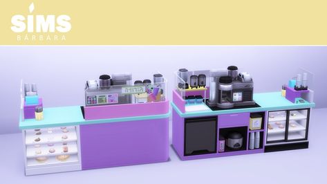 Bubble Tea Cc Sims 4, Sims 4 Bubble Tea Shop Cc, Sims 4 Cc Boba Tea Shop, Sims 4 Bubble Tea, Sims 4 Bubble Tea Shop, Sims 4 High School Cc, Sims 4 Recolors, Tea Counter, Sims 4 Restaurant