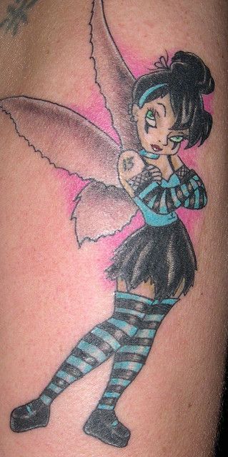 gothic tinkerbell tattoo by tattooasylum, via Flickr Goth Tinkerbell, Gothic Tinkerbell, Tattoo Tinkerbell, Tinkerbell Tattoo, Tinker Bell Tattoo, Tinkerbell Costume, Tinkerbell Disney, Fairy Tattoo Designs, Disney Fairy