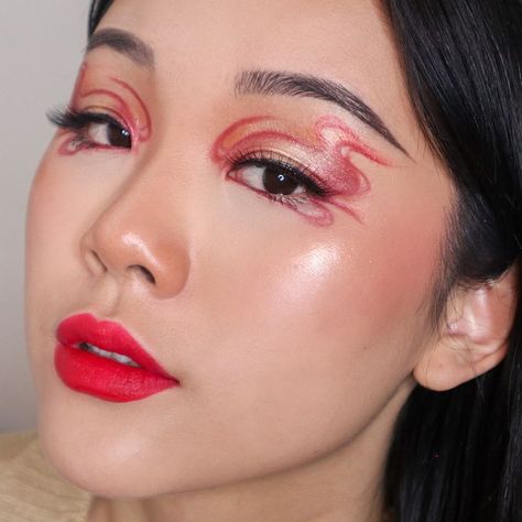 This stunning Lunar New Year look by @sourandnasty features our Divine Skies Faded Clementine palette, Sunscape Highlighter in Majesty, and Infinite Lip Cloud in Love ❤️✨ Lunar New Year Makeup Look, Lunar New Year Makeup, New Year Makeup, Tiger Zodiac, Michelle Phan, New Year's Makeup, New Years Look, Golden Tiger, Happy Lunar New Year