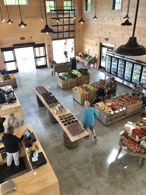 Market Layout Plan, Make And Take Party, Farm Store Interior, Farm Retail Store, Modern Farmers Market, Rustic Grocery Store, Produce Store Design, Industrial Grocery Store Design, Farmers Market Interior Design